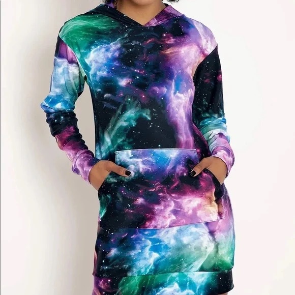 Blackmilk Tops - Blackmilk Galaxy Butterfly Hoodie Dress